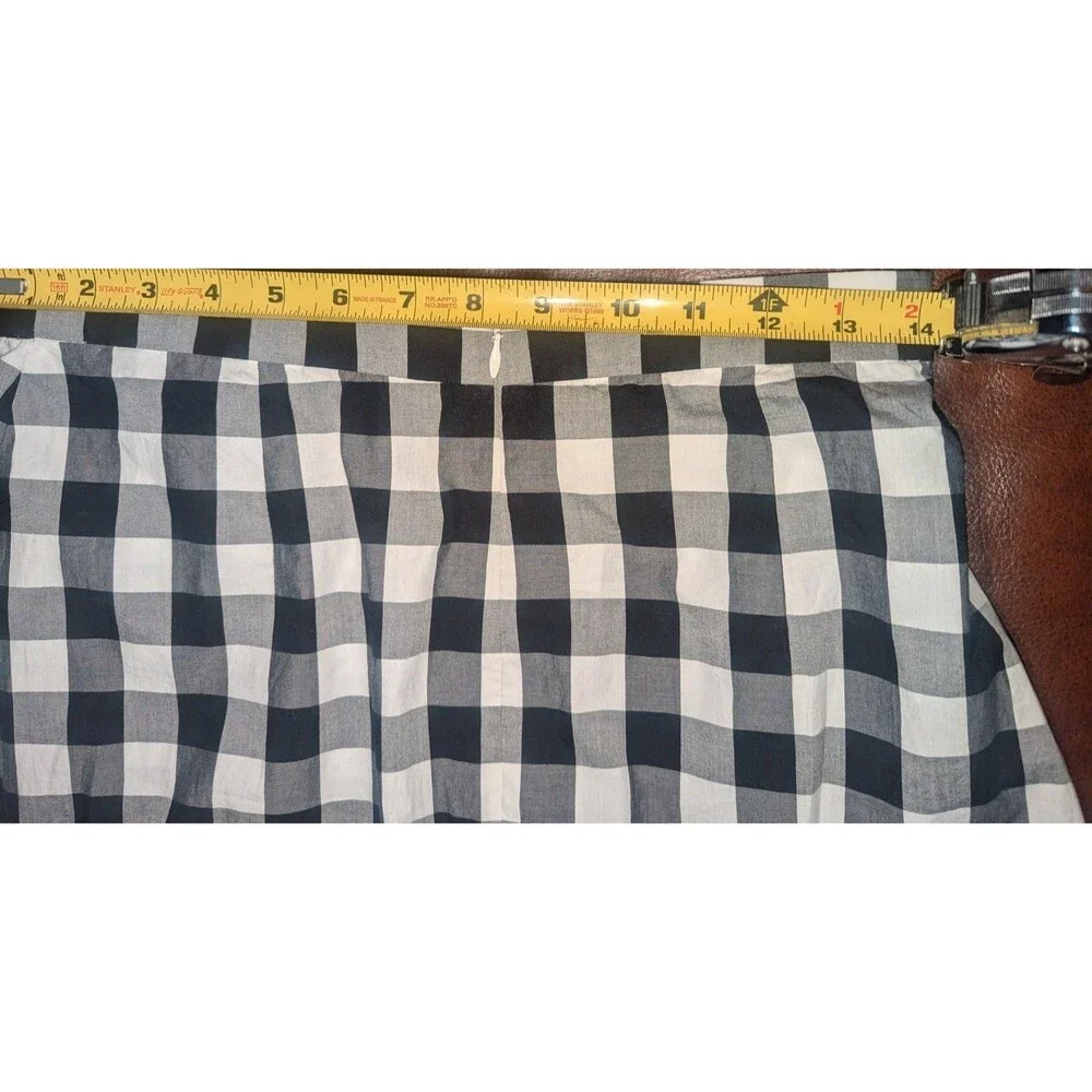 J. Crew Gingham Ruffle Mini Skirt Asymmetric Check Black White Womens 6T Cottage